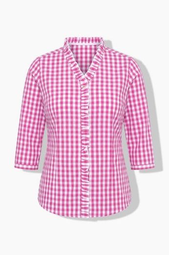 Plus size veliki brojevi Bluza 3/4 rukava karirana za punije