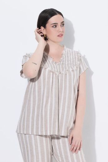 Plus size veliki brojevi Bluza lanena kratkih rukava za punije