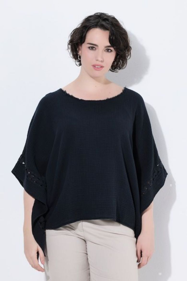 Plus size veliki brojevi Bluza polu rukava od muslina za punije