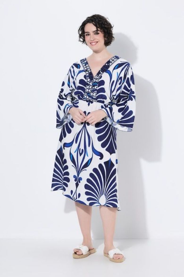 Plus size veliki brojevi Haljina midi 3/4 rukava za punije