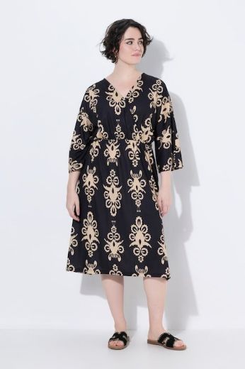 Plus size veliki brojevi Haljina midi 3/4 rukava za punije
