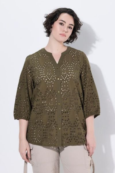 Veliki brojevi Bluza 3/4 rukava V ovratnika moda za punije
