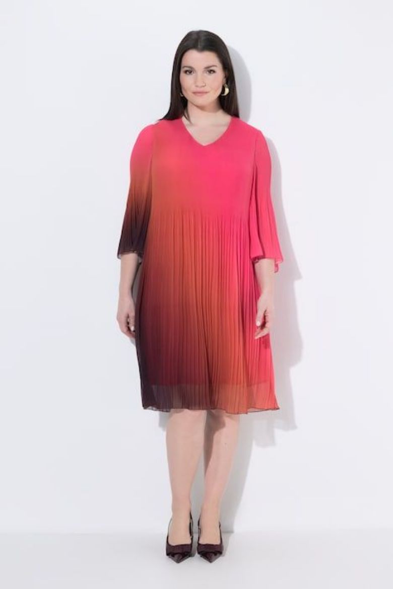 Plus size veliki brojevi Haljina midi 3/4 rukava A kroja za punije