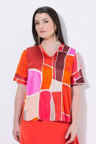 Veliki brojevi Bluza kratkih rukava V ovratnika moda za punije
