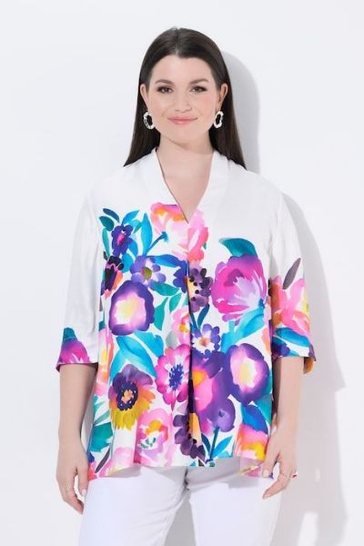 Veliki brojevi Bluza 3/4 rukava A kroja moda za punije