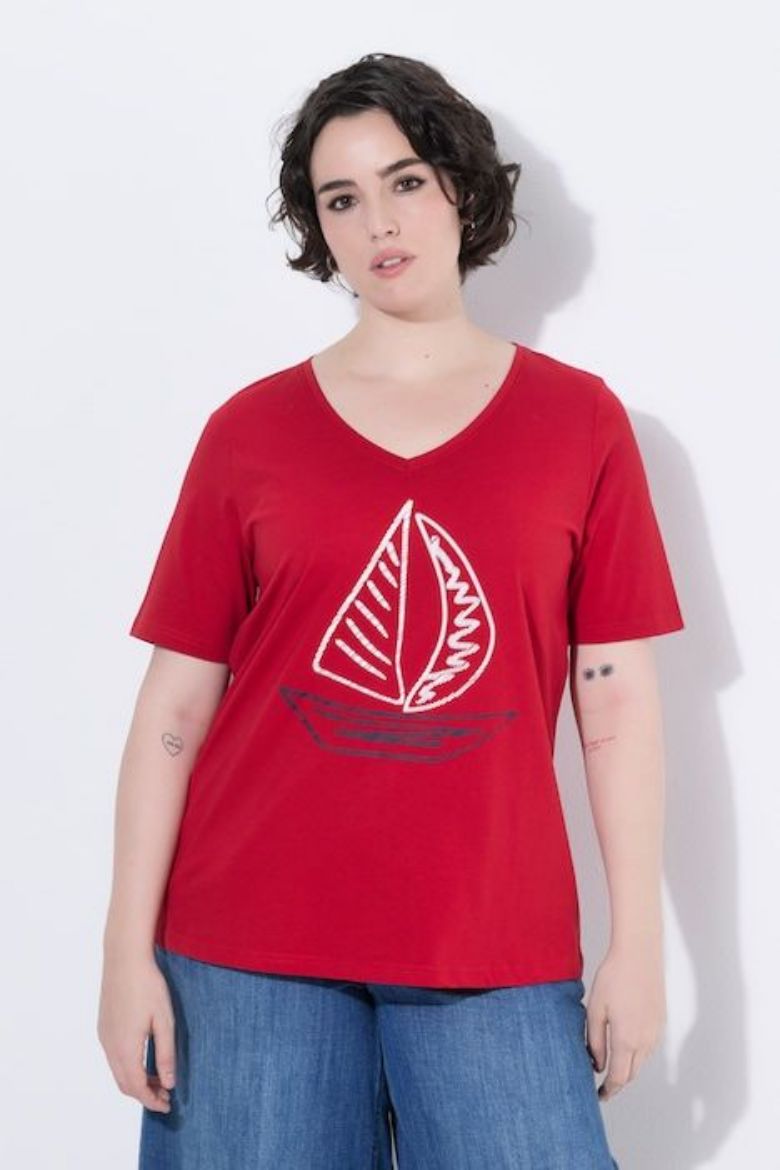 Plus size veliki brojevi Majica kratkih rukava V ovratnika za punije