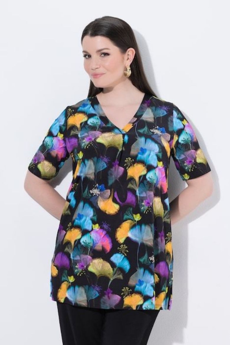 Plus size veliki brojevi Majica kratkih rukava V ovratnika za punije