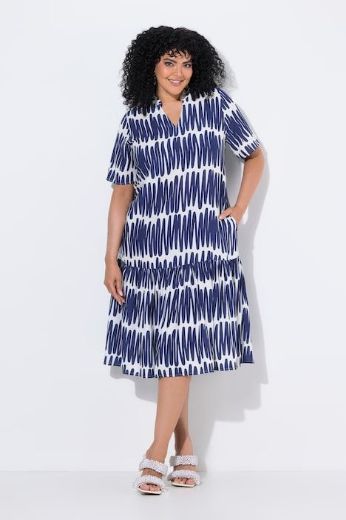 Plus size veliki brojevi Haljina midi kratkih rukava A kroja za punije