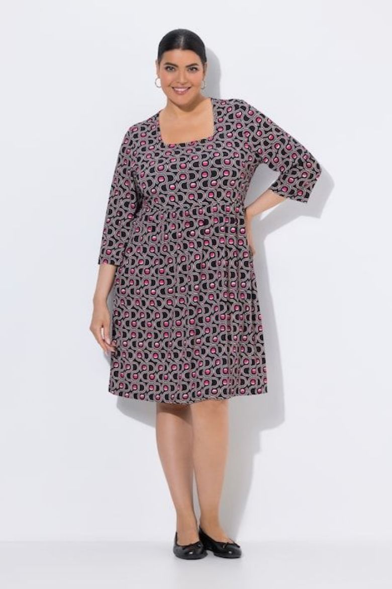 Plus size veliki brojevi Haljina midi 3/4 rukava za punije