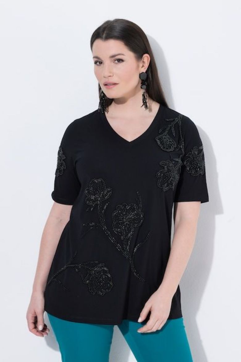Plus size veliki brojevi Majica kratkih rukava V ovratnika za punije