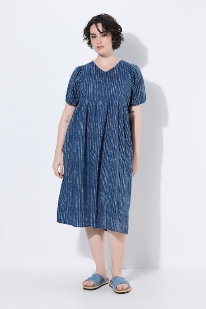 Plus size veliki brojevi Haljina midi kratkih rukava za punije