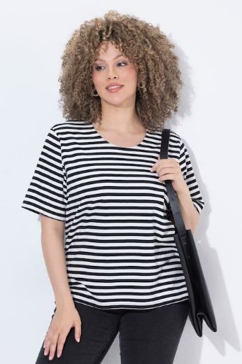 Plus size veliki brojevi Majica kratkih rukava na pruge za punije