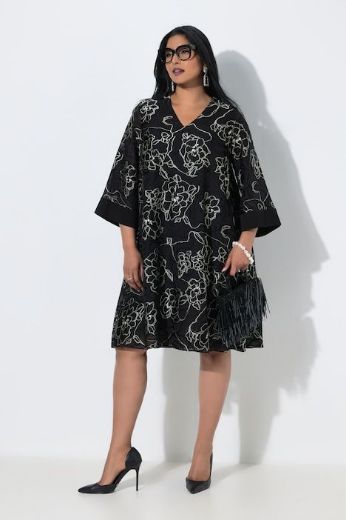 Plus size veliki brojevi Haljina midi 3/4 rukava A kroja za punije