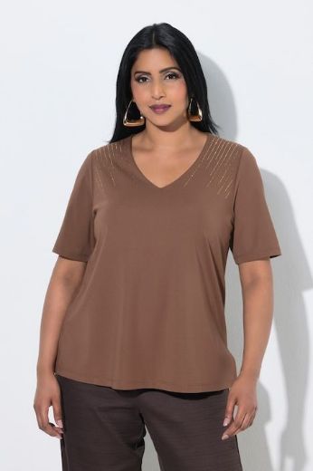 Plus size veliki brojevi Majica kratkih rukava V ovratnika za punije
