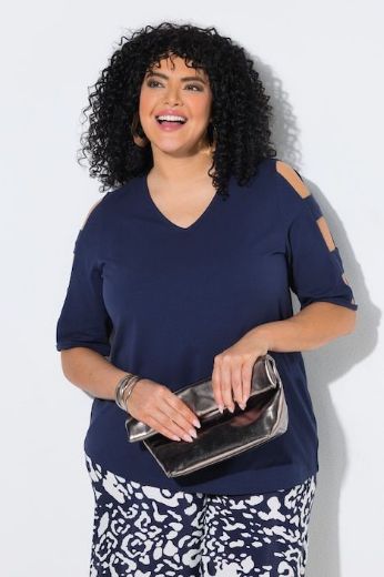 Plus size veliki brojevi Majica kratkih rukava V ovratnika za punije