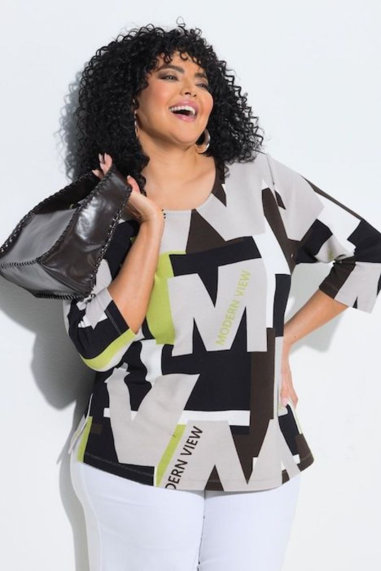 Plus size veliki brojevi Majica 3/4 rukava okruglog ovratnika za punije