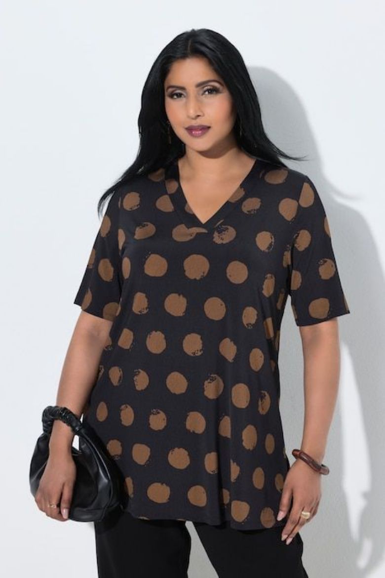 Plus size veliki brojevi Majica kratkih rukava V ovratnika za punije