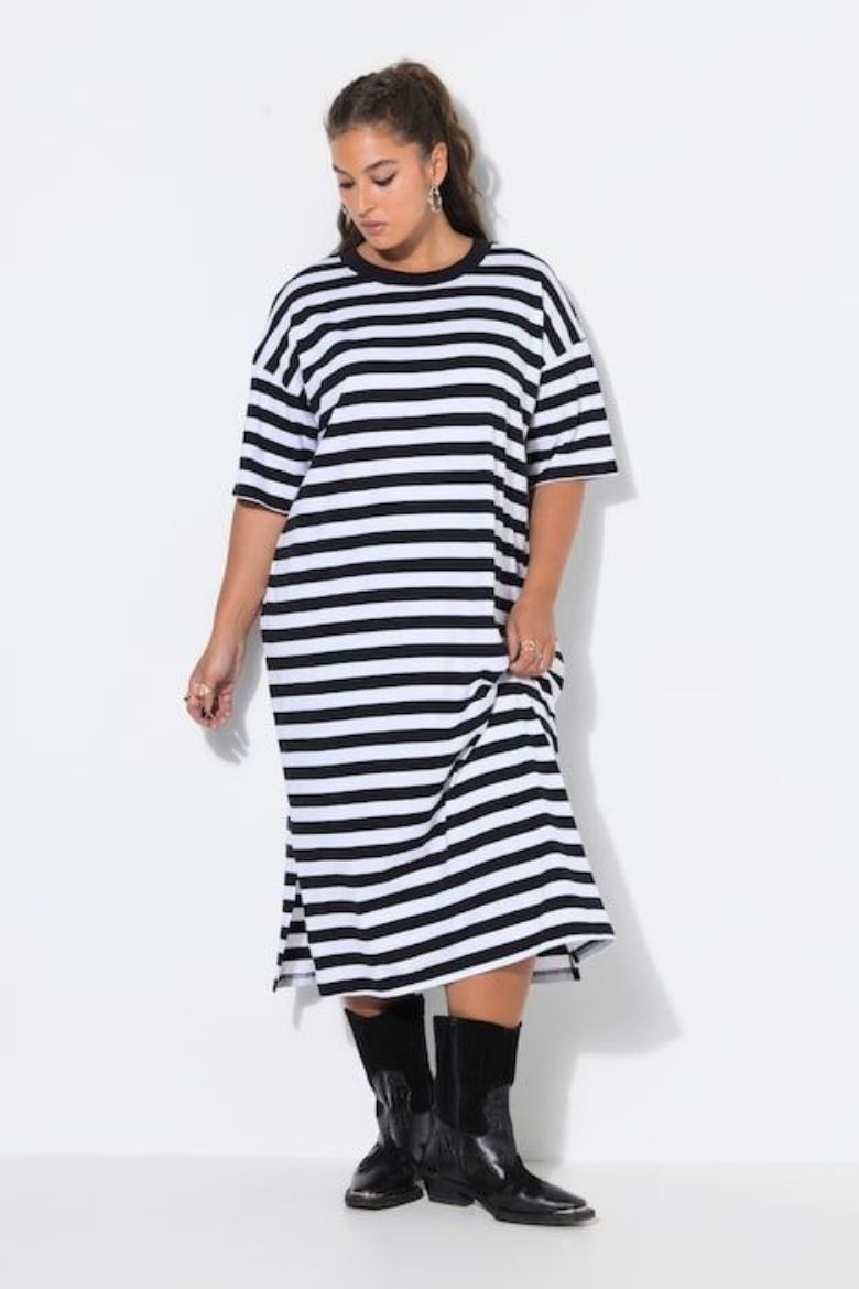 Plus size veliki brojevi Haljina midi kratkih rukava A kroja za punije