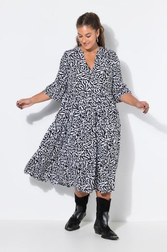 Plus size veliki brojevi Haljina midi kratkih rukava A kroja za punije