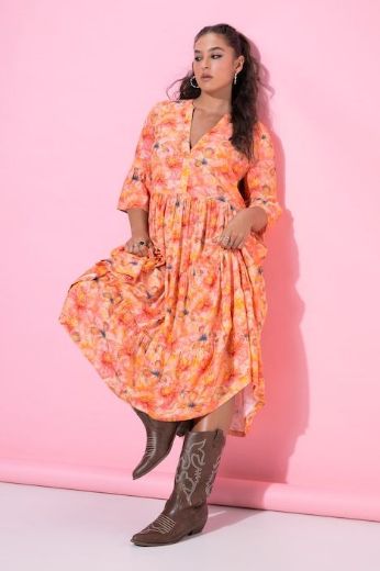 Plus size veliki brojevi Haljina midi kratkih rukava A kroja za punije