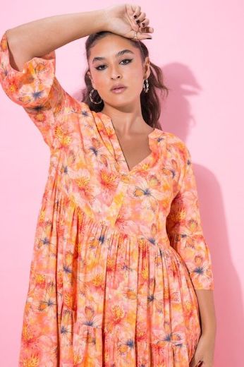 Plus size veliki brojevi Haljina midi kratkih rukava A kroja za punije