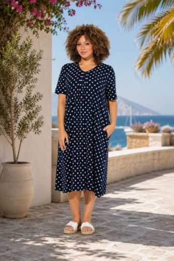 Plus size veliki brojevi Haljina midi kratkih rukava za punije