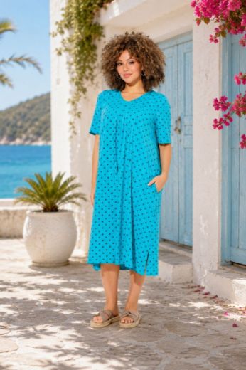 Plus size veliki brojevi Haljina midi kratkih rukava za punije