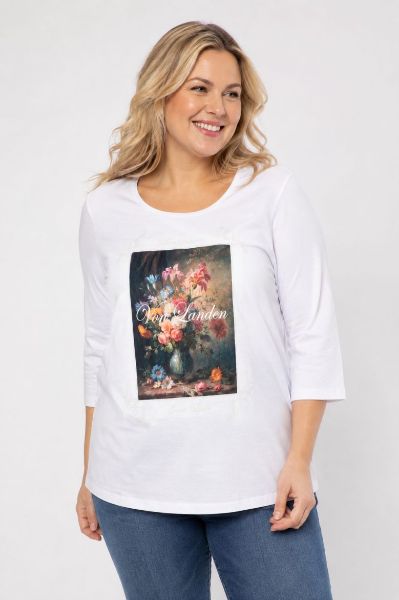 Veliki brojevi Majica 3/4 rukava V ovratnika moda za punije
