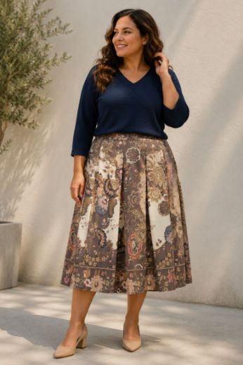 Plus size veliki brojevi Suknja midi A kroja za punije