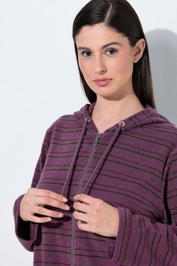Plus size veliki brojevi Ogrtač s kapuljačom na pruge za punije