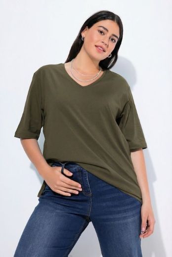 Plus size veliki brojevi Majica V izrez Basic za punije