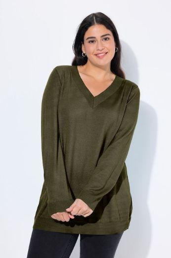 Plus size veliki brojevi Pulover s V ovratnikom za punije