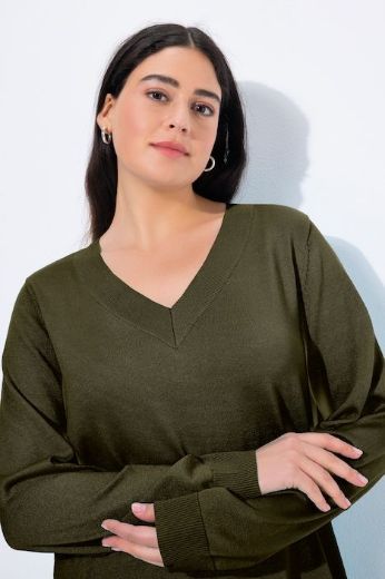 Plus size veliki brojevi Pulover s V ovratnikom za punije
