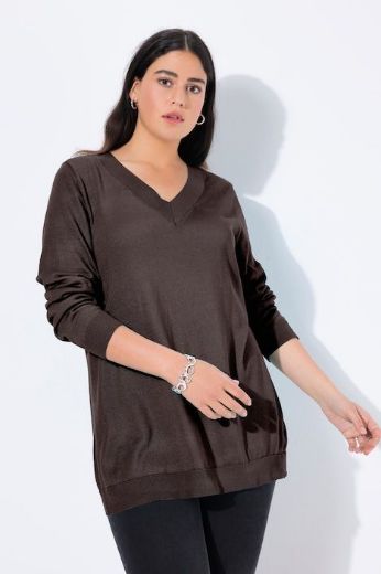 Plus size veliki brojevi Pulover s V ovratnikom za punije
