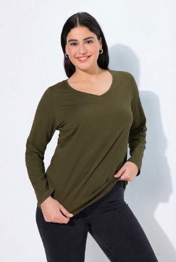 Plus size veliki brojevi Majica dugih rukava V ovratnika za punije