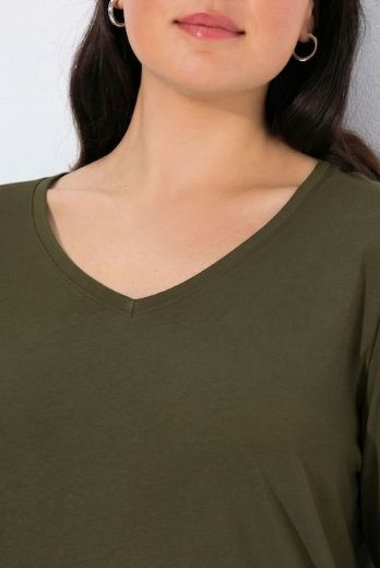 Plus size veliki brojevi Majica dugih rukava V ovratnika za punije