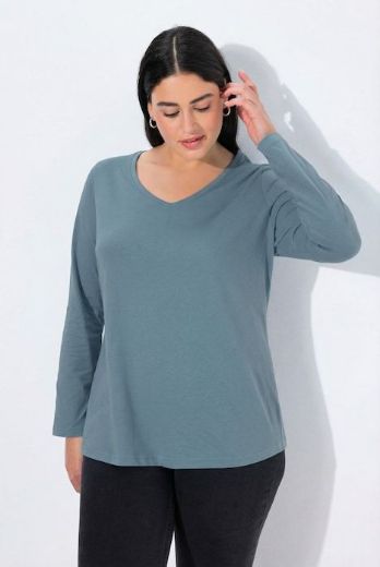 Plus size veliki brojevi Majica dugih rukava V ovratnika za punije