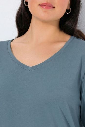 Plus size veliki brojevi Majica dugih rukava V ovratnika za punije
