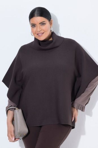 Plus size veliki brojevi Pončo povišenog ovratnika za punije