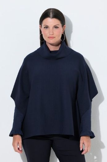 Plus size veliki brojevi Pončo povišenog ovratnika za punije