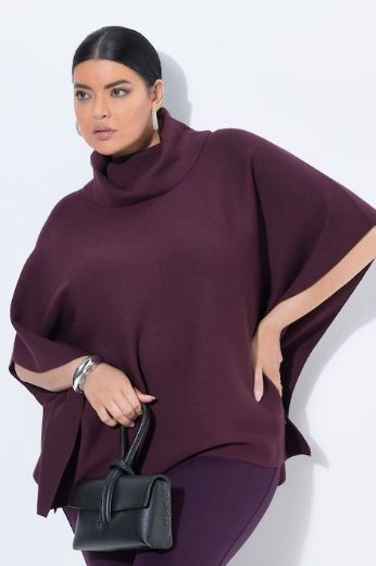 Plus size veliki brojevi Pončo povišenog ovratnika za punije