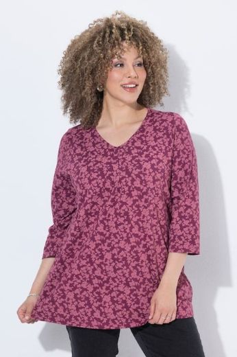 Plus size veliki brojevi Majica s 3/4 rukavima A kroja cvjetnog printa za punije