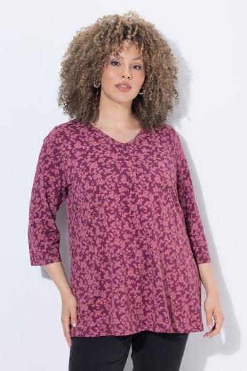 Plus size veliki brojevi Majica s 3/4 rukavima A kroja cvjetnog printa za punije