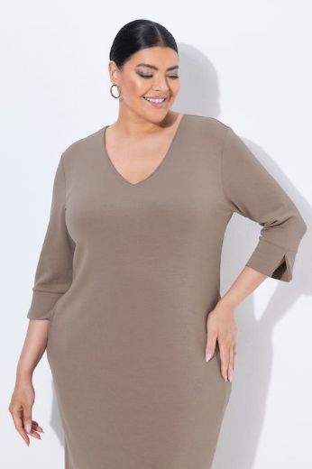 Plus size veliki brojevi Haljina 3/4 rukava V ovratnika za punije