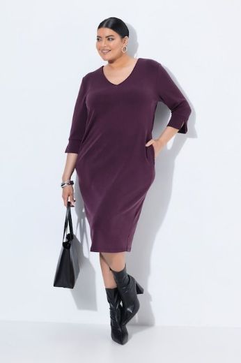Plus size veliki brojevi Haljina 3/4 rukava V ovratnika za punije