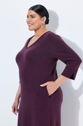 Plus size veliki brojevi Haljina 3/4 rukava V ovratnika za punije