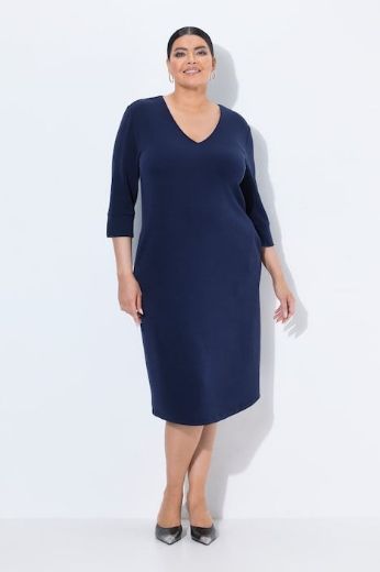 Plus size veliki brojevi Haljina 3/4 rukava V ovratnika za punije