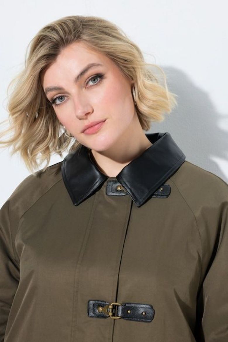Plus size veliki brojevi Jakna vodoodbojna A kroja s kragnom za punije