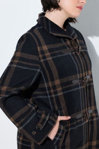 Plus size veliki brojevi Kaput karirani A kroja dugih rukava za punije