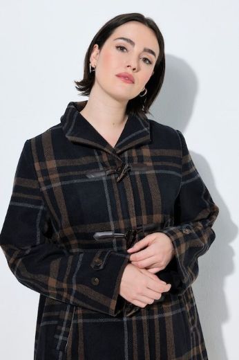 Plus size veliki brojevi Kaput karirani A kroja dugih rukava za punije